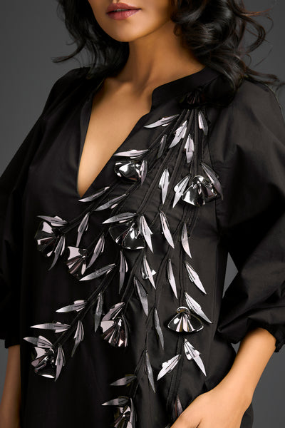 Deepika Arora V-neck Dress Black Indian designer wear online shopping melange singapore 