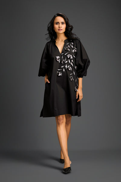 Deepika Arora V-neck Dress Black Indian designer wear online shopping melange singapore 