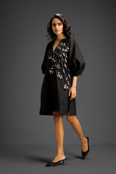 Deepika Arora V-neck Dress Black Indian designer wear online shopping melange singapore 