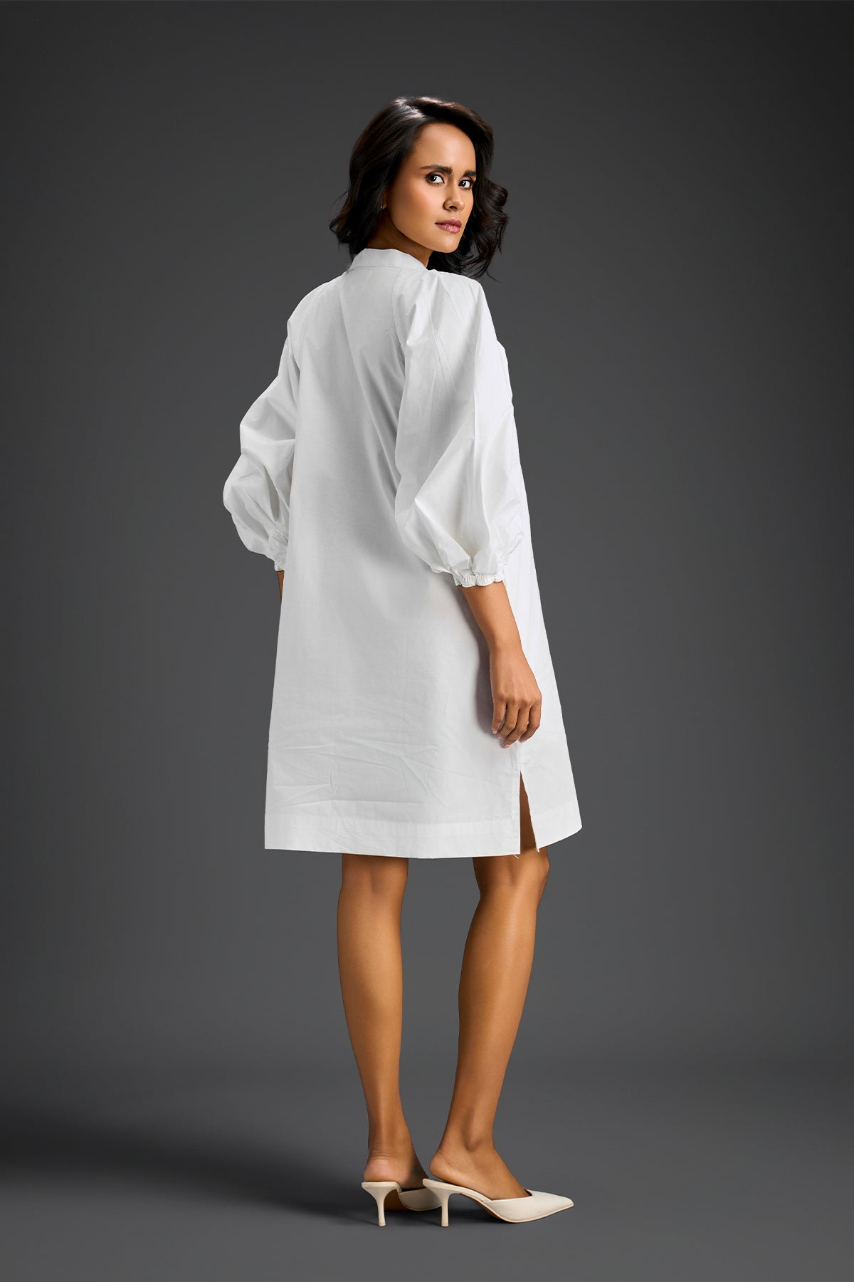Deepika Arora V-neck Dress White Indian designer wear online shopping melange singapore 