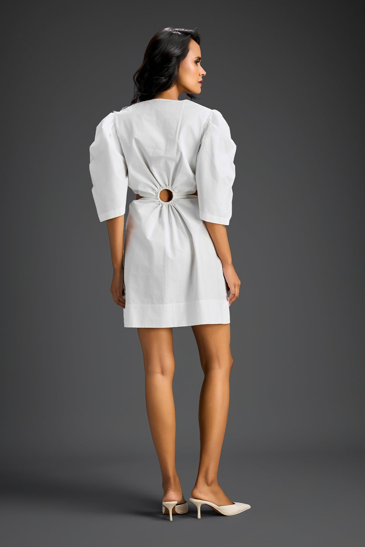 Deepika Arora V-neck White Dress Indian designer wear online shopping melange singapore 