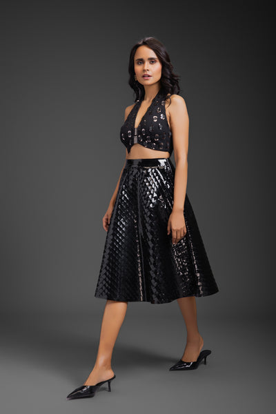 Deepika Arora Vegan Leather Skirt indian designer wear online shopping melange singapore