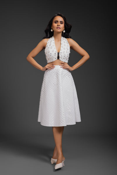 Deepika Arora Vegan Leather Skirt White indian designer wear online shopping melange singapore