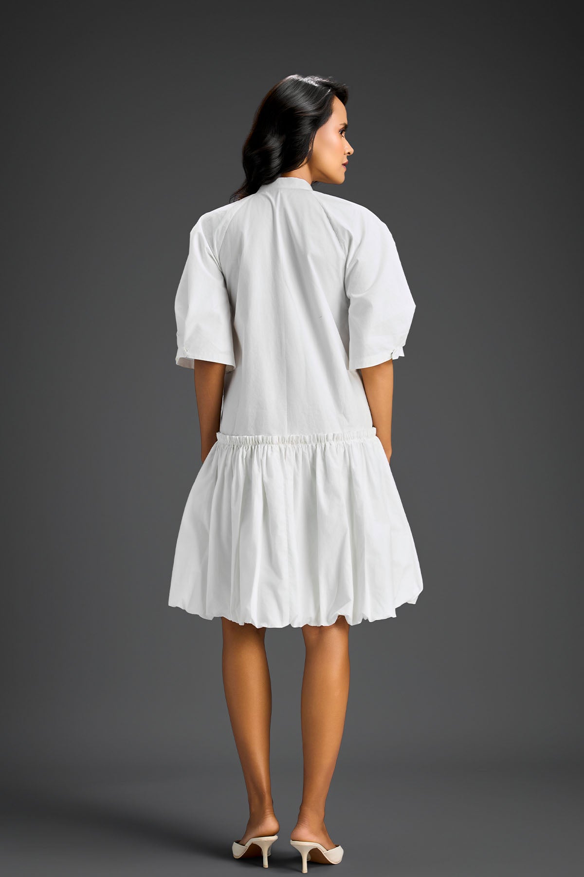 Deepika Arora White Bubble Hem Dress Indian designer wear online shopping melange singapore 