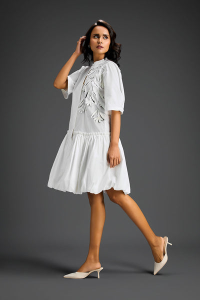 Deepika Arora White Bubble Hem Dress Indian designer wear online shopping melange singapore 