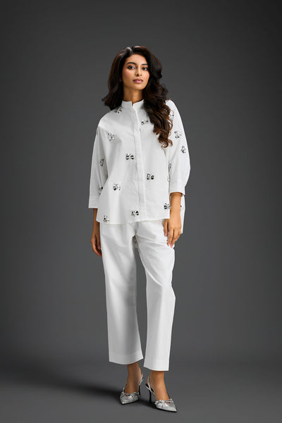 Deepika Arora White Cotton Co-ord Set ndian designer wear online shopping melange singapore 