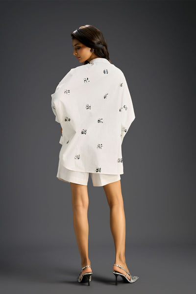 Deepika Arora White Cotton Shorts Co-ord Set indian designer wear online shopping melange singapore 