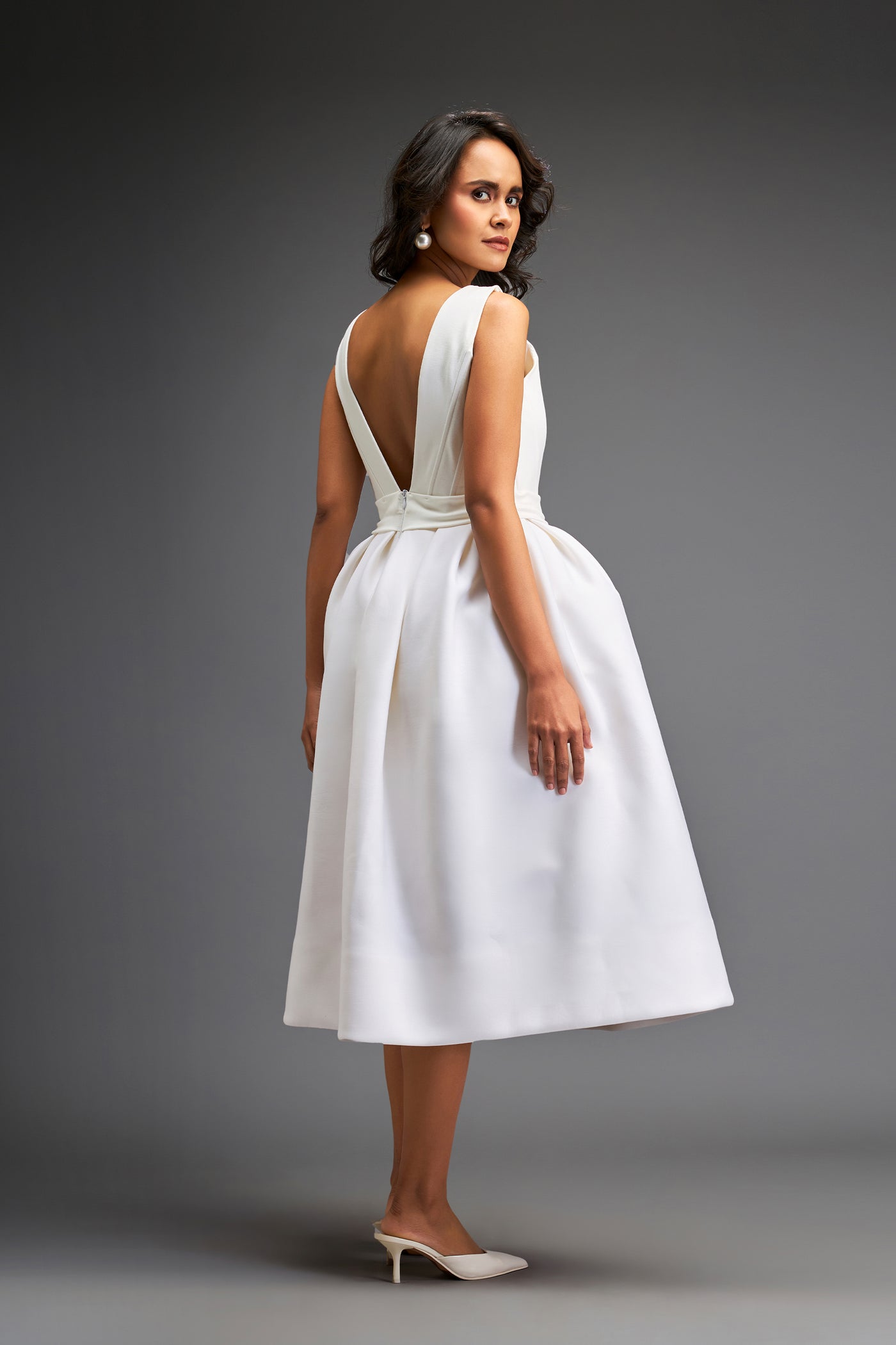 Deepika Arora White Dress With Black Embroidered Swaroski Indian designer wear online shopping melange singapore
