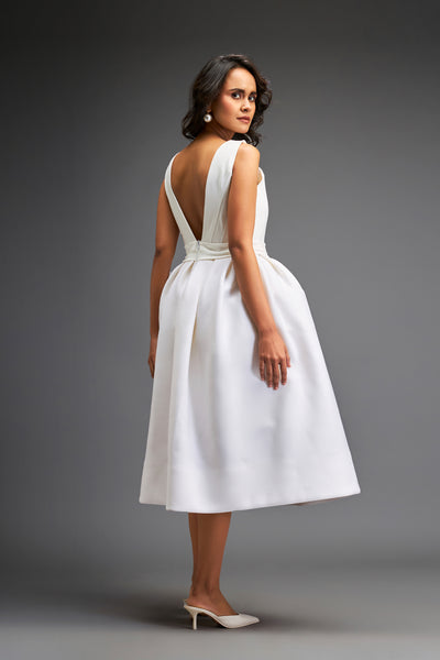 Deepika Arora White Dress With Black Embroidered Swaroski Indian designer wear online shopping melange singapore
