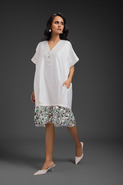 Deepika Arora White Dress With Neon Metallic Detail indian designer wear online shopping melange singapore