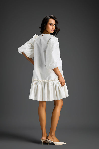 Deepika Arora White Dress With Puffed Sleeves Indian designer wear online shopping melange singapore