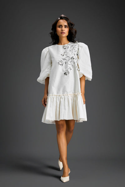 Deepika Arora White Dress With Puffed Sleeves Indian designer wear online shopping melange singapore