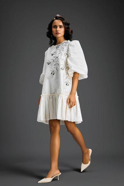 Deepika Arora White Dress With Puffed Sleeves Indian designer wear online shopping melange singapore