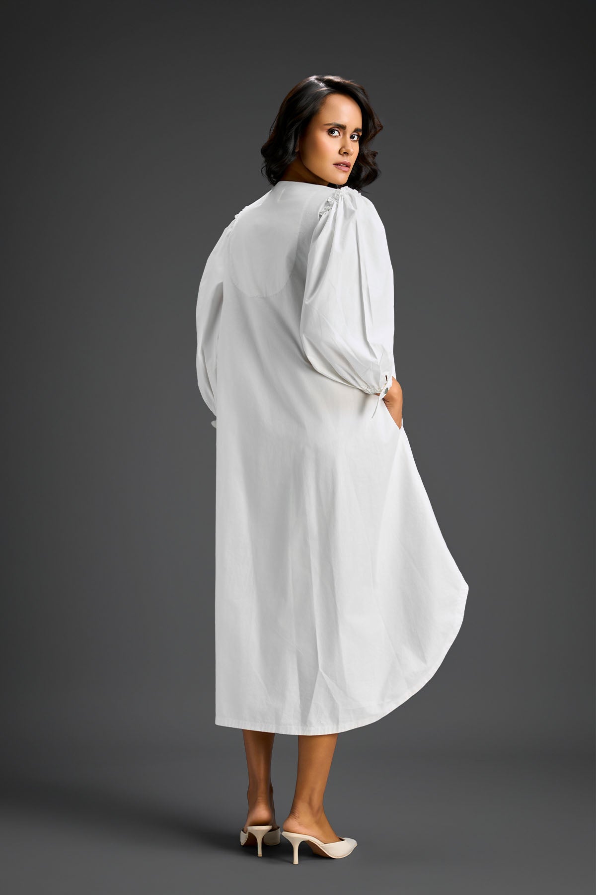 Deepika Arora White High-low V-neck Dress Indian designer wear online shopping melange singapore 