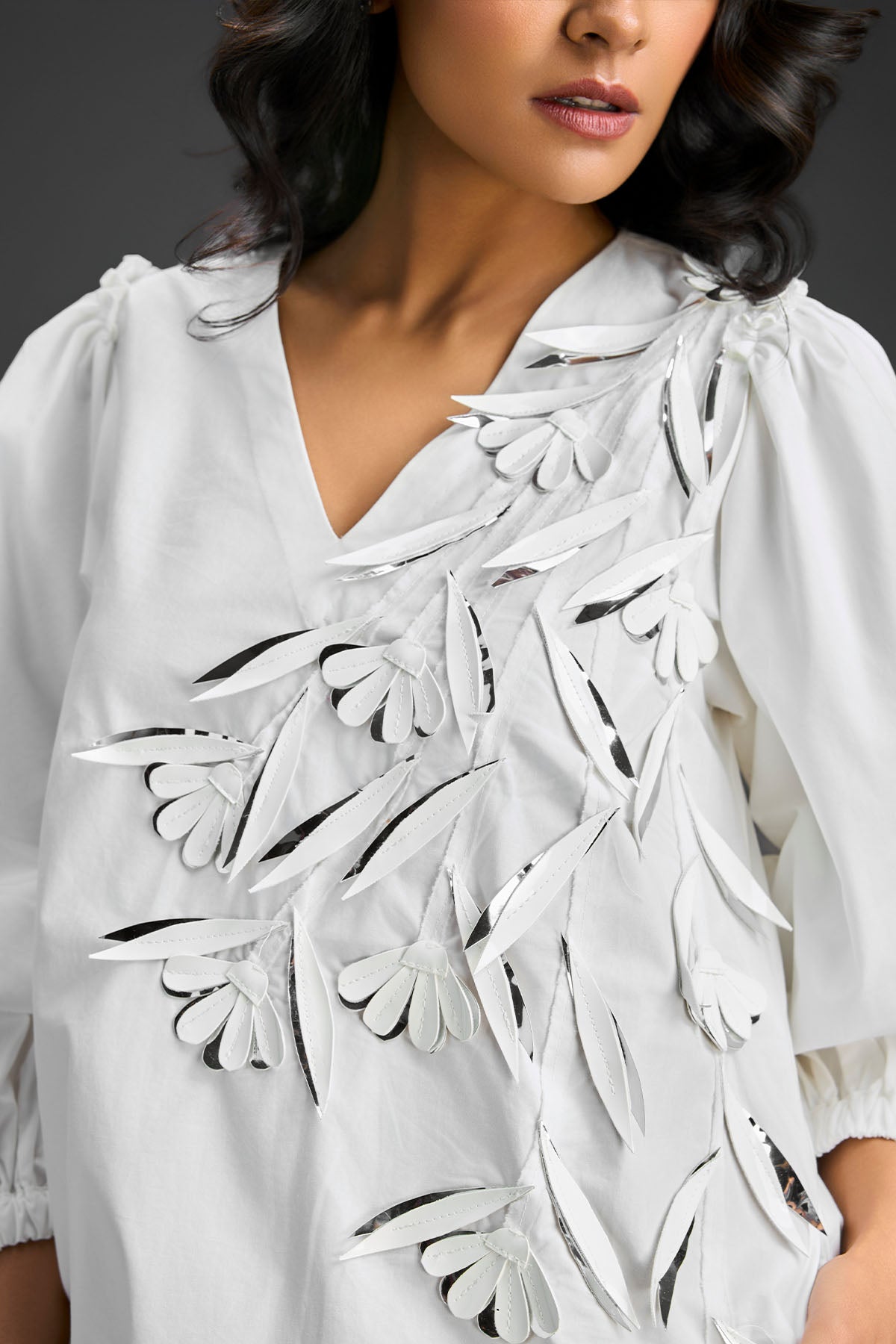 Deepika Arora White High-low V-neck Dress Indian designer wear online shopping melange singapore 