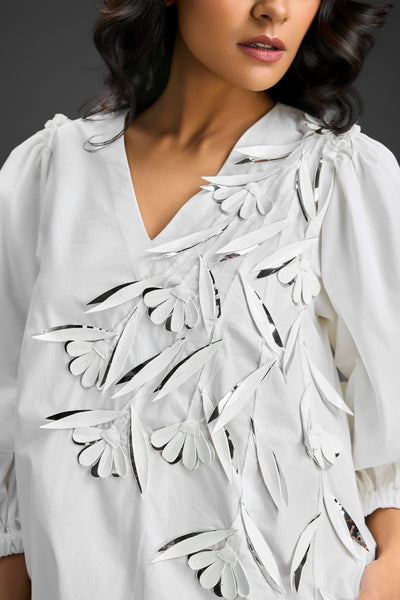 Deepika Arora White High-low V-neck Dress Indian designer wear online shopping melange singapore 