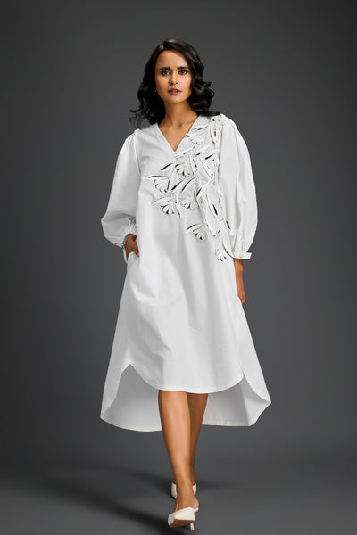 Deepika Arora White High-low V-neck Dress Indian designer wear online shopping melange singapore 