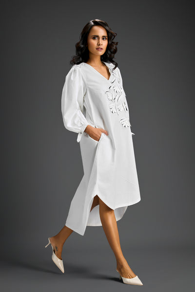 Deepika Arora White High-low V-neck Dress Indian designer wear online shopping melange singapore 
