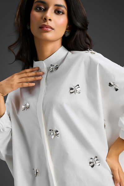 Deepika Arora White Oversized Cotton Shirt Dress Indian designer wear online shopping melange singapore 
