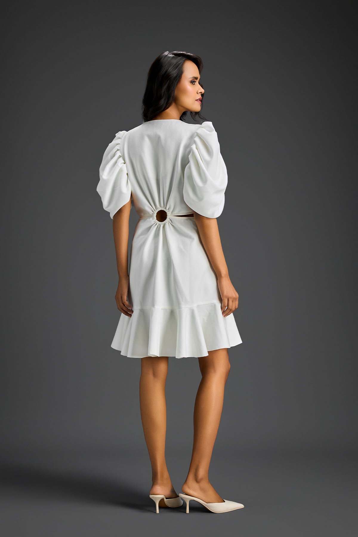 Deepika Arora White V-neck Dress Indian designer wear online shopping melange singapore 
