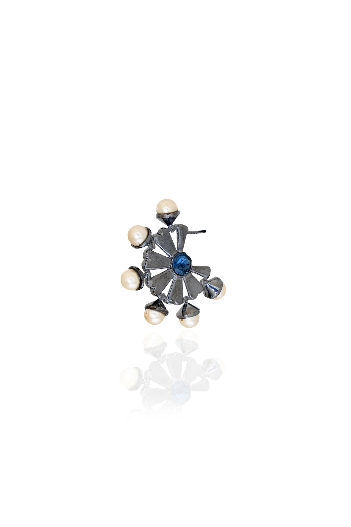 ESME Jewellery Old Daisy Deep Gunmetal With Ink Blue Indian designer wear online shopping melange singapore