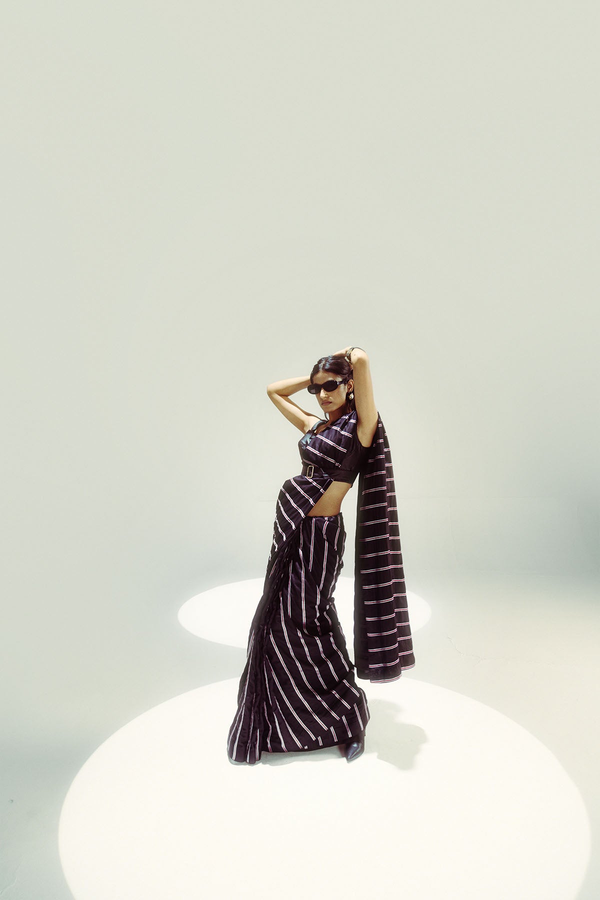 Ekaya Black Pencil Stripe indian designer wear online shopping melange singapore 