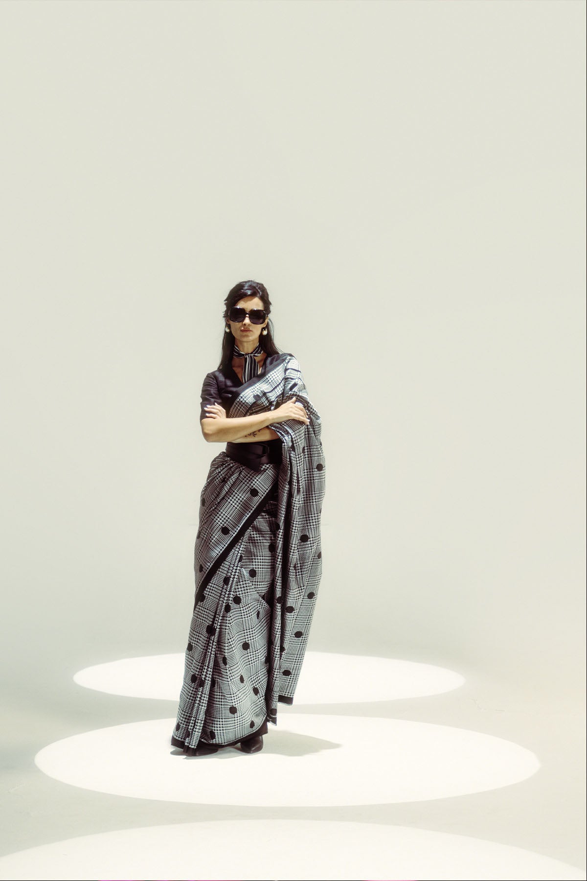 Ekaya Black Polka Glen Plaid indian designer wear online shopping melange singapore 