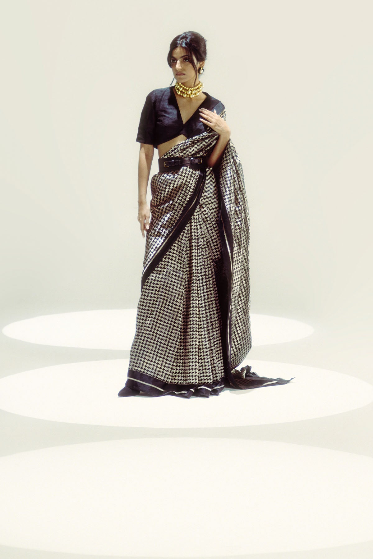 Ekaya Small Houndstooth Zari indian designer wear online shopping melange singapore 
