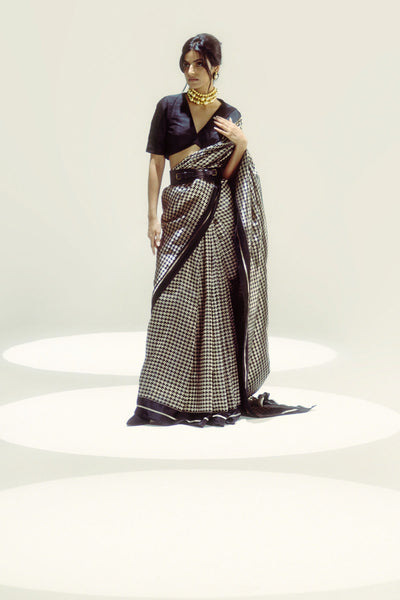 Ekaya Small Houndstooth Zari indian designer wear online shopping melange singapore 
