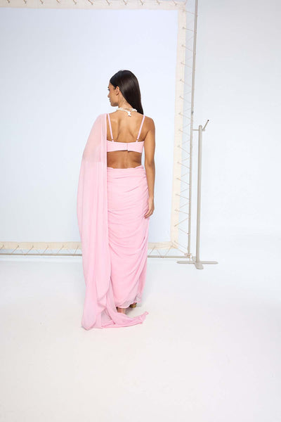 Ekaya Blush Pink Brooch Saree indian designer wear online shopping melange singapore 