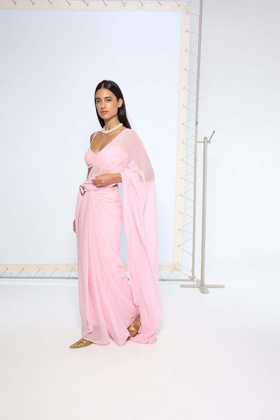 Ekaya Blush Pink Brooch Saree indian designer wear online shopping melange singapore 