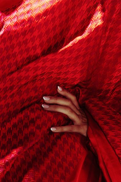 Ekaya Red Resham Houndstooth indian designer wear online shopping melange singapore 