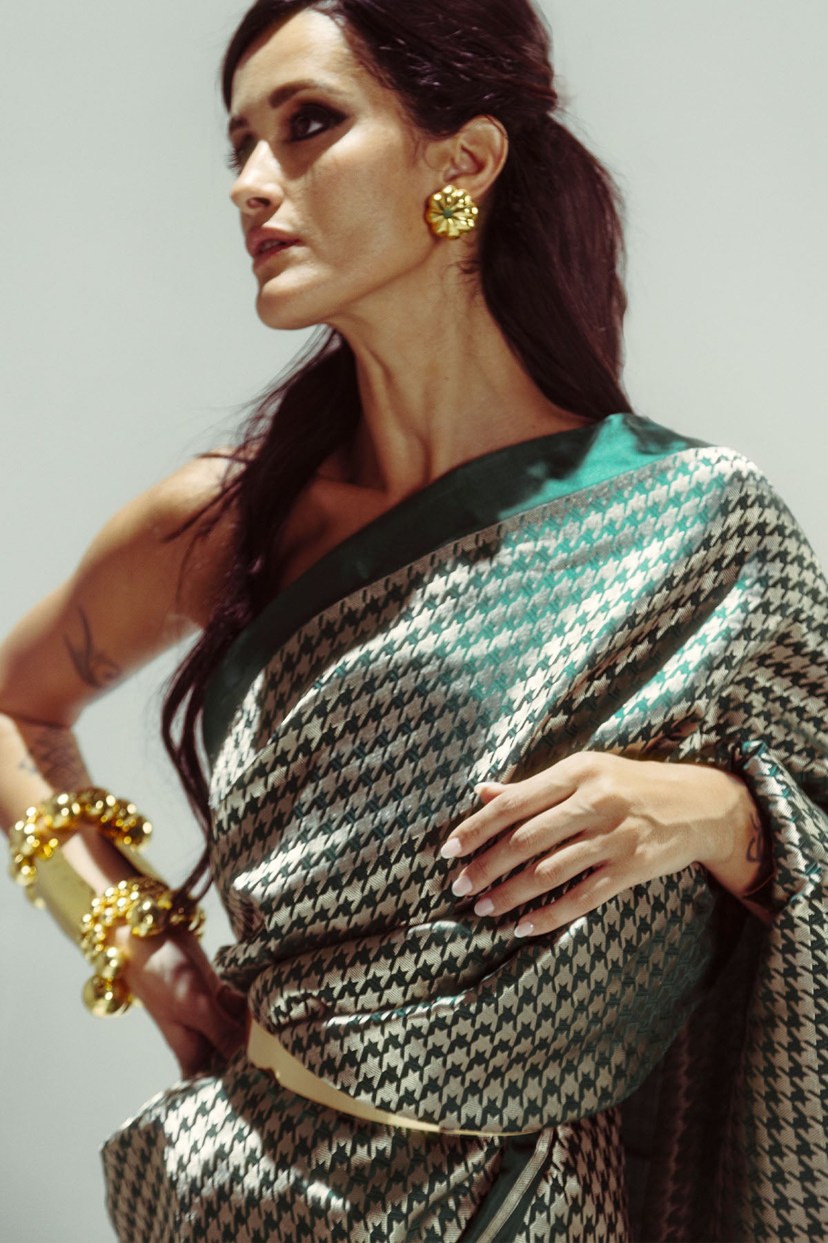 Ekaya Small Houndstooth Zari indian designer wear online shopping melange singapore 
