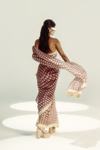 Ekaya Groovy Polka Vanilla indian designer wear online shopping melange singapore 