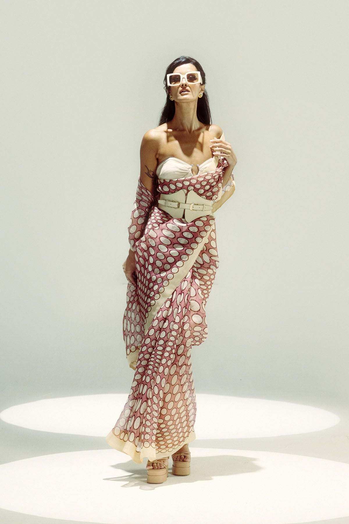 Ekaya Groovy Polka Vanilla indian designer wear online shopping melange singapore 