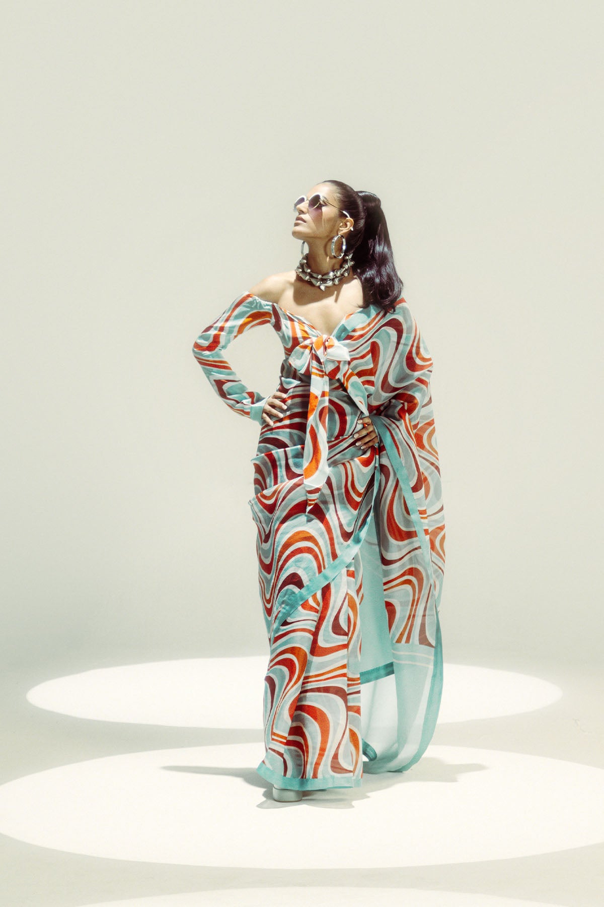Ekaya Groovy waves Blue indian designer wear online shopping melange singapore 