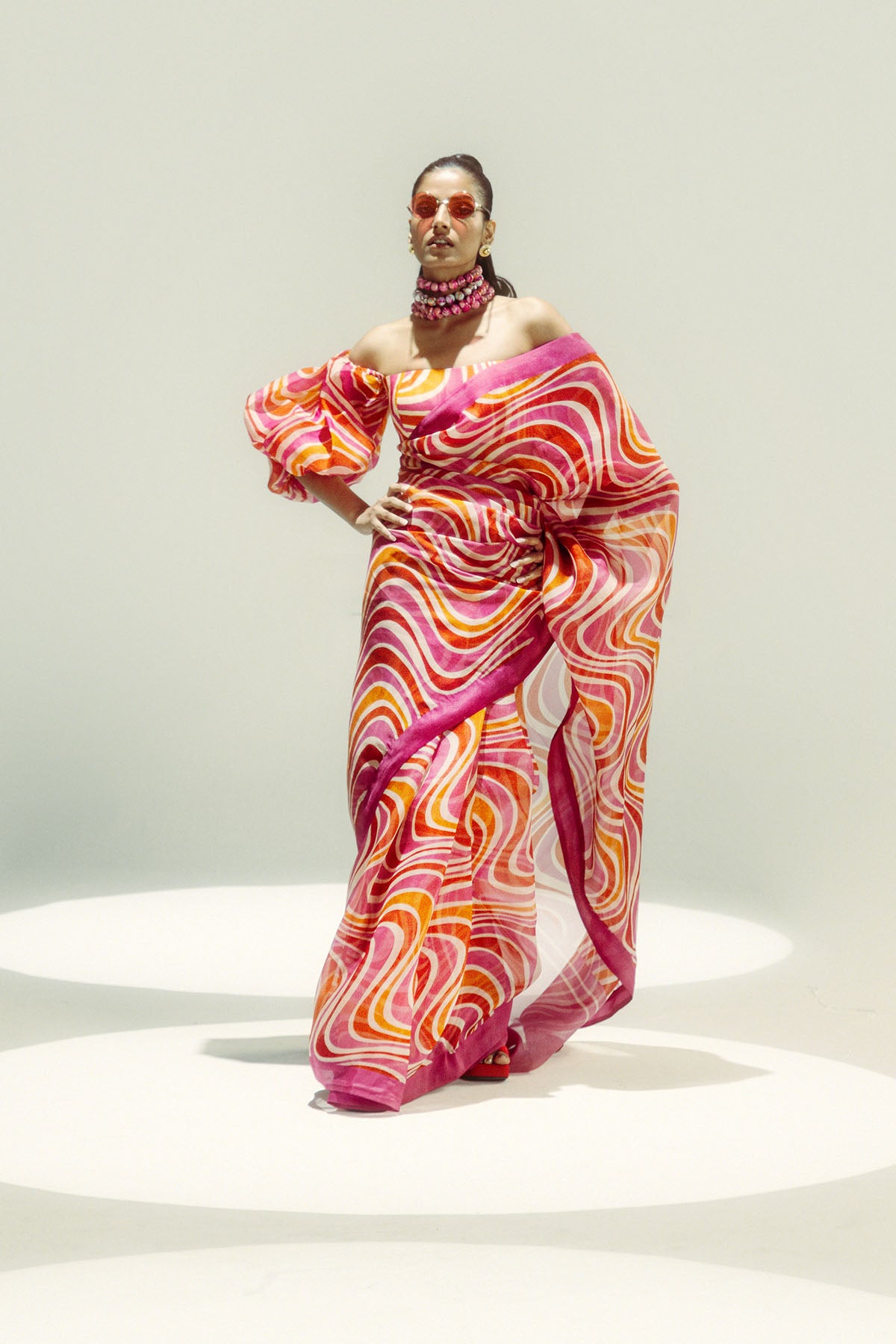 Ekaya Groovy Waves Pink indian designer wear online shopping melange singapore 
