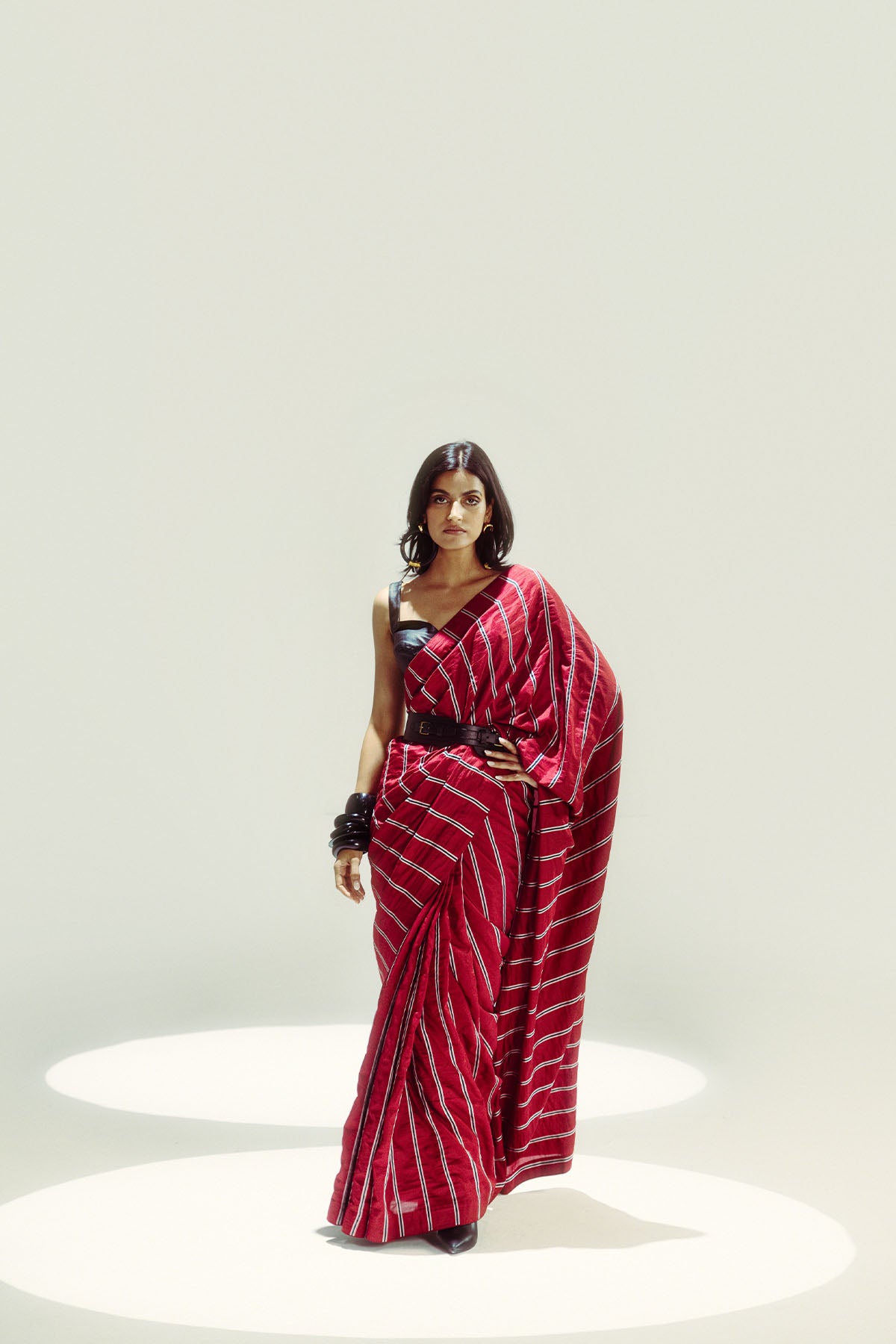 Ekaya Gucci Red Pencil Stripe indian designer wear online shopping melange singapore 
