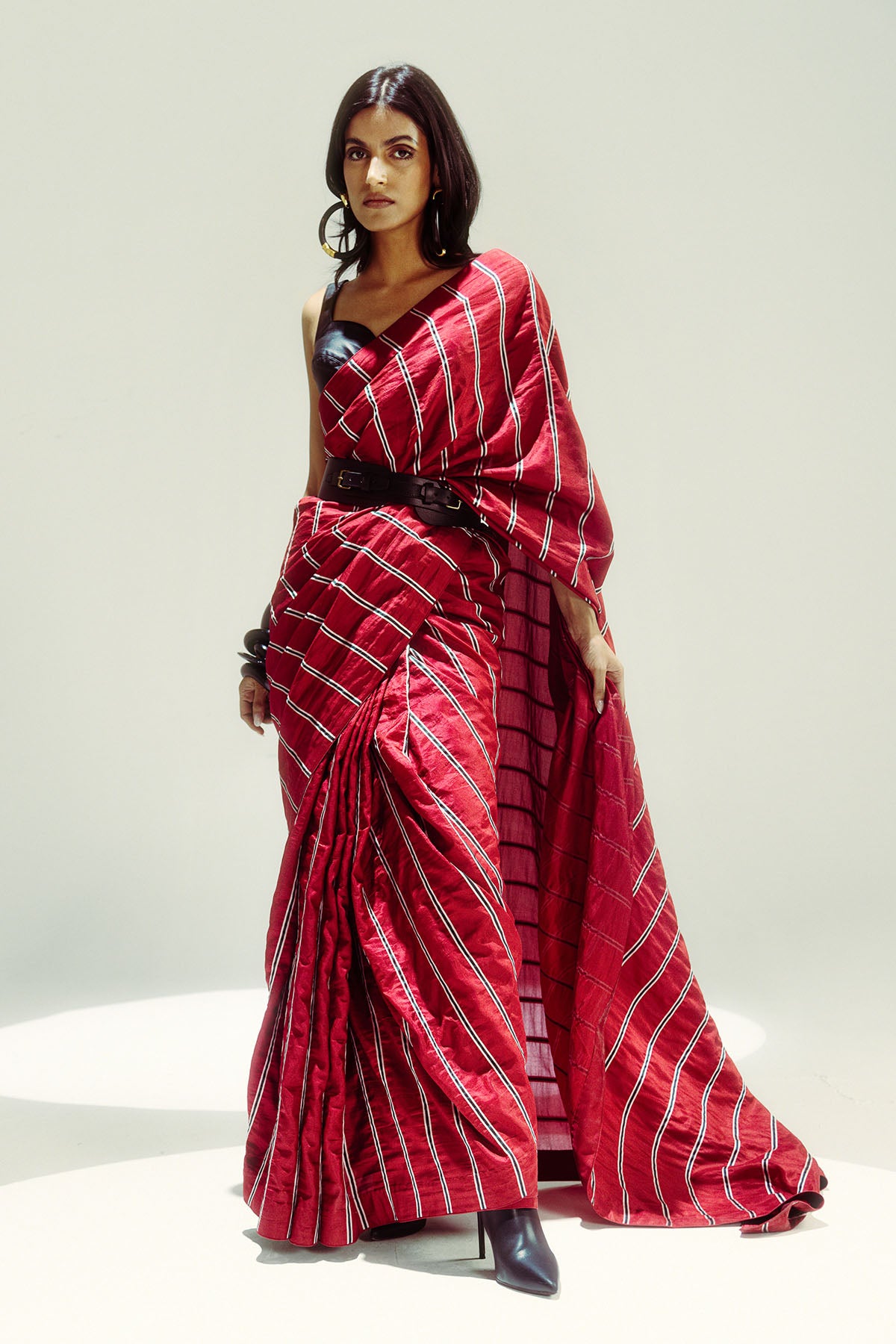 Ekaya Gucci Red Pencil Stripe indian designer wear online shopping melange singapore 
