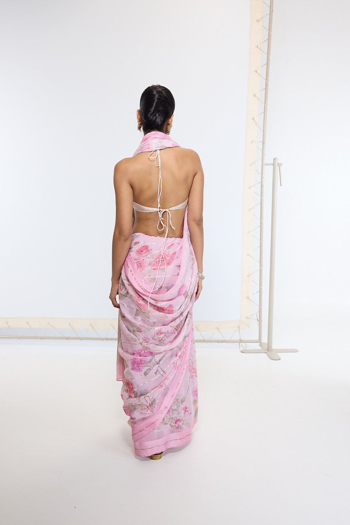 Ekaya Handwoven Blush Pink Printed Saree indian designer wear online shopping melange singapore 