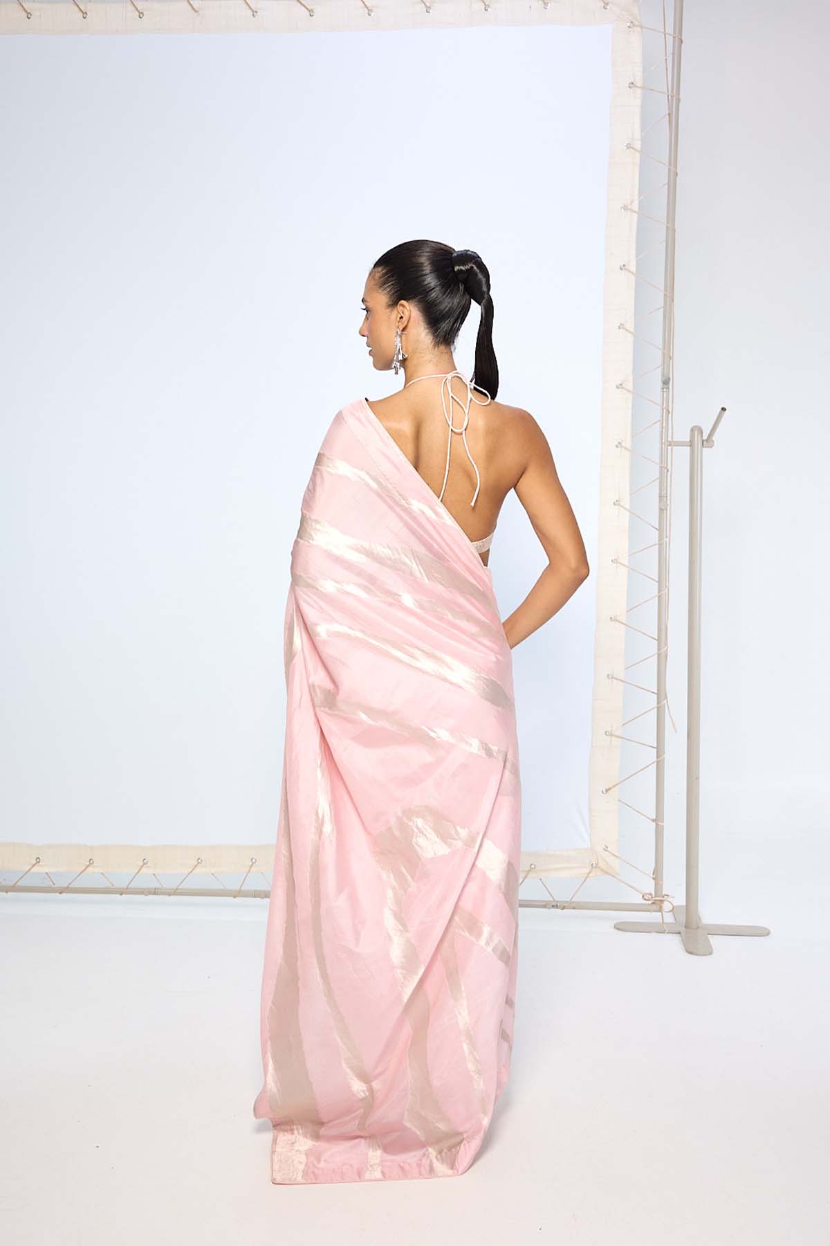 Ekaya Handwoven Blush Pink Silk Saree  indian designer wear online shopping melange singapore 
