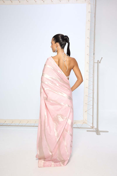 Ekaya Handwoven Blush Pink Silk Saree  indian designer wear online shopping melange singapore 
