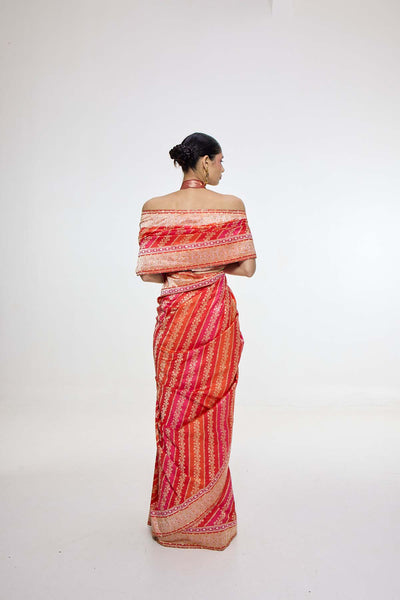 Ekaya Handwoven Carmine Red Mashroo Silk Saree indian designer wear online shopping melange singapore 