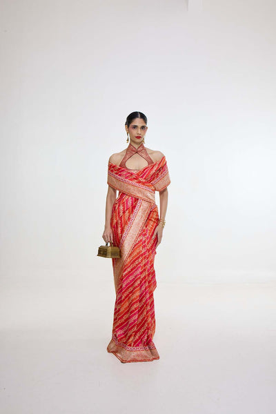 Ekaya Handwoven Carmine Red Mashroo Silk Saree indian designer wear online shopping melange singapore 