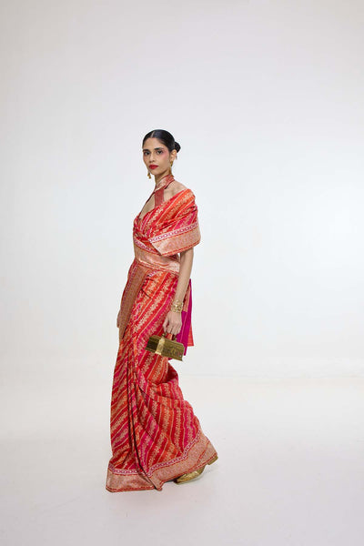 Ekaya Handwoven Carmine Red Mashroo Silk Saree indian designer wear online shopping melange singapore 