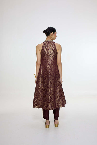 Ekaya Handwoven Cherry Red Kurta Set indian designer wear online shopping melange singapore 