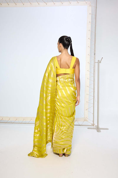 Ekaya Handwoven Citrine Yellow Silk Saree  indian designer wear online shopping melange singapore 