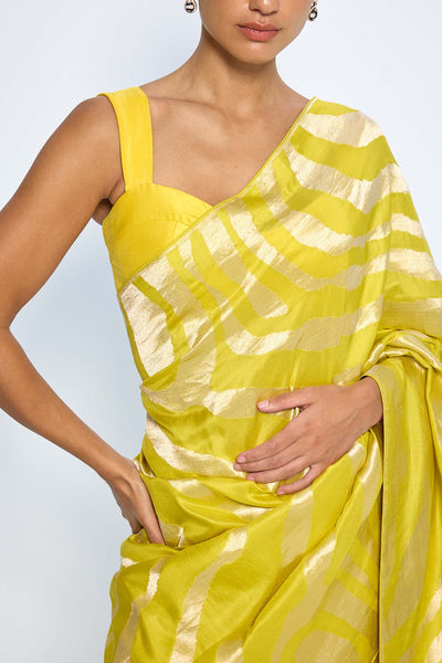 Ekaya Handwoven Citrine Yellow Silk Saree  indian designer wear online shopping melange singapore 