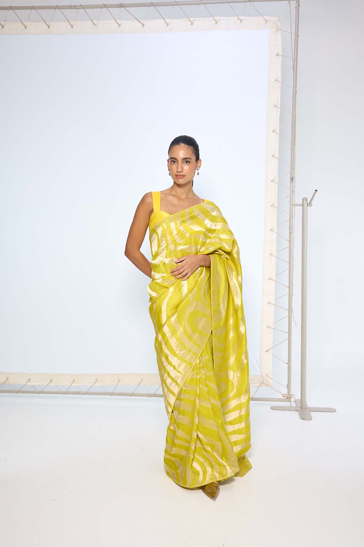 Ekaya Handwoven Citrine Yellow Silk Saree  indian designer wear online shopping melange singapore 