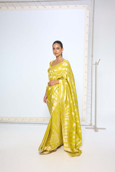 Ekaya Handwoven Citrine Yellow Silk Saree  indian designer wear online shopping melange singapore 